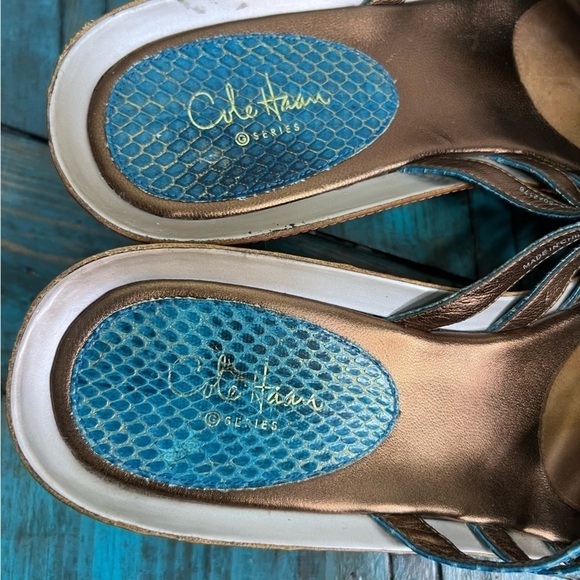 Cole Haan Nike Air Bronze & Blue Sandals Size 11 - Picture 15 of 15